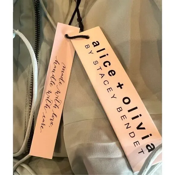 Alice + Olivia Tayla Textured Mini Dress in Powder Blue/ White NWT Size 12 - Picture 8 of 8